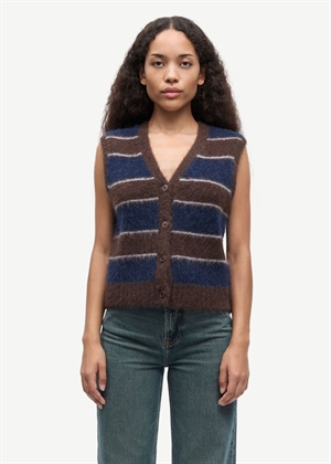 Sajeanne vest 15425 Black Coffee Stripe Samsøe